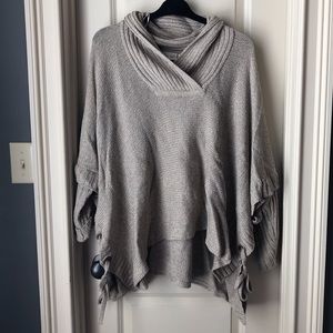 Tan cowl neck poncho sweater